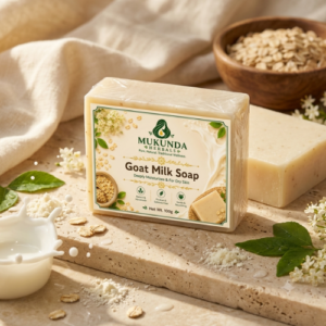 Mukunda Herbals Goat Milk Soap | Handmade Natural Moisturizing Soap for Dry & Sensitive Skin | 100g
