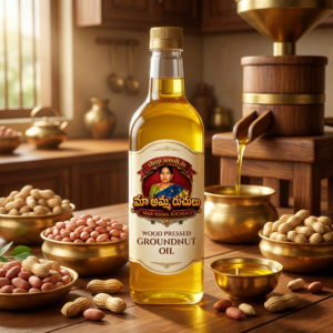 Maa Amma Ruchulu Wood-Pressed Groundnut Oil | Pure Cold-Pressed Peanut Oil | Traditional Wood Extraction